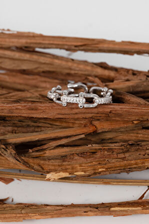 925 ayar gümüş rodyumlu zirkon taşlı alttan ayarlanabilir trend yüzük SGTL13079RODAJ