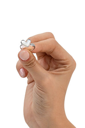 925 ayar gümüş rodyumlu zirkon ve sedef taşlı aşkın kalbi gümüş yüzük 