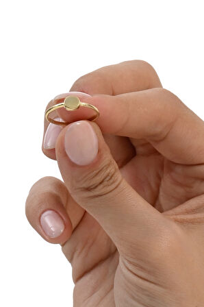 925 ayar gümüş altın yaldızlı minimalist plaka yüzük 