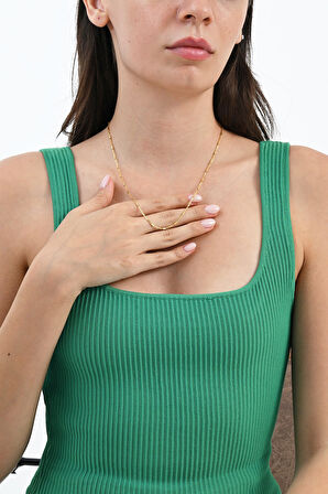 925 Ayar gümüş altın yaldızlı silindir çubuklu zincir kolye SGTL13104GOLD