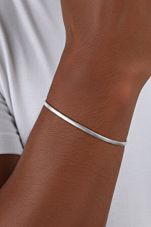 925 ayar Gümüş balık sırtı ezme italyan model erkek zincir bileklik SGTL13114RODAJ