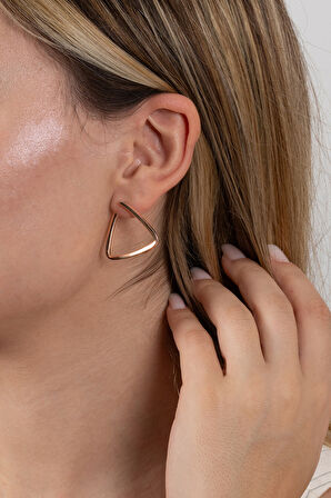 925 ayar gümüş küpe rose geometrik üçgen tasarım küpe SGTL13153ROSE