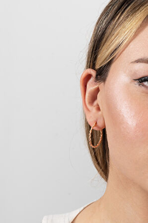 925 ayar gümüş küpe rose çift burma şarnel halka küpe SGTL13158ROSE