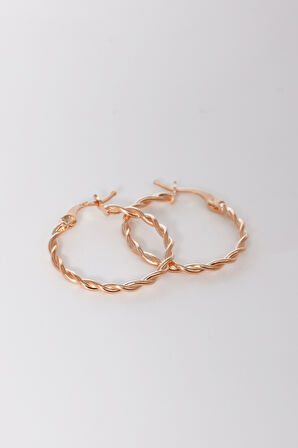 925 ayar gümüş küpe rose çift burma şarnel halka küpe SGTL13158ROSE