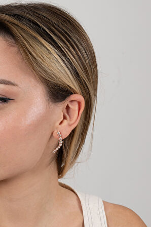 925 ayar gümüş küpe rose zirkon sıra taşlı özel tasarım küpe SGTL13168ROSE