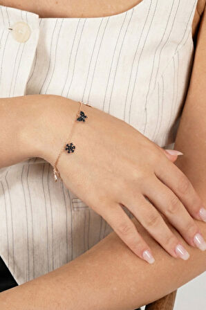 925 ayar gümüş bileklik rose onix siyah taşlı şans bilekliği SGTL13172SIYAH