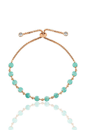 925 ayar gümüş bileklik rose 5 mm kristalize yeşil taşlı asansörlü sıra taşlı bileklik SGTL13173YESIL