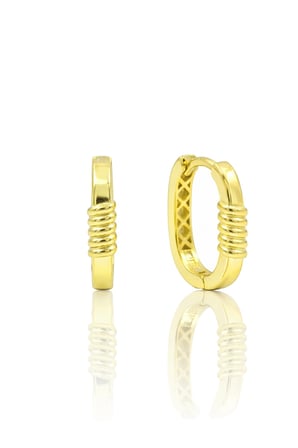 925 Ayar Gümüş Küpe Altın Kaplama Oval Burgu Detaylı Halka Küpe -  U model-Halka Tasarım SGTL13272GOLD