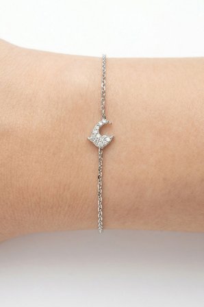 925 Ayar Gümüş Yunus Balığı Bileklik - Zirkon Taşlı Minimalist Kadın Gümüş Takı SGTL13340RODAJ