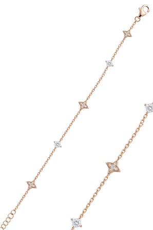 925 Ayar Gümüş Halhal Rose Gold Kuzey Yıldızı Işıltılı Baget Taşlı Kadın Halhal SGTL13378ROSE