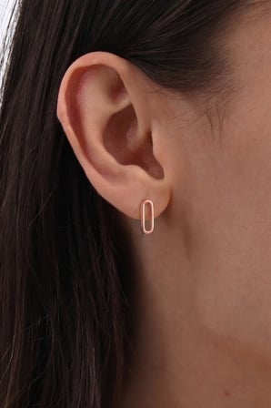 925 Ayar Gümüş Küpe Rose Kaplama Ataş (Ataç) Küpe Geometrik Minimal Çivi SGTL13402ROSE