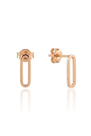 925 Ayar Gümüş Küpe Rose Kaplama Ataş (Ataç) Küpe Geometrik Minimal Çivi SGTL13402ROSE