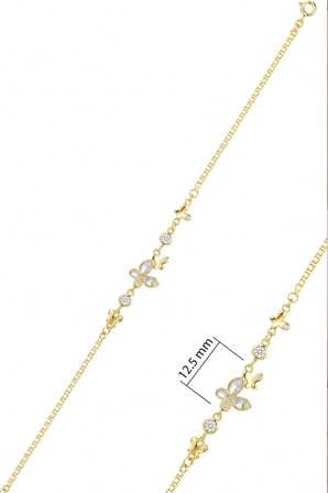 925 Ayar Gümüş Bileklik Altın Kaplama Işıltılı Sedefli Kelebekler Bileklik - Sevgililer Günü & Doğum Günü Hediyesi SGTL13473GOLD