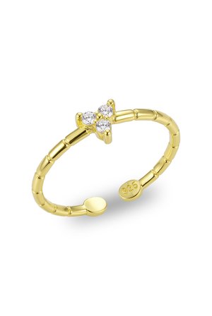 925 Ayar Gümüş Yüzük Altın Kaplama Tria / Üçtaş Zirkon Yüzük - Ayarlanabilir Minimal Kadın Yüzük SGTL13510GOLD