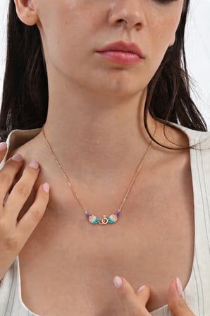 925 Ayar Gümüş Kolye Rose Gold Renkli Taşlı Kanatlı Tektaş Alyans Kadın Kolye Işıltılı Aşk Kanadı Kolye SGTL13545RENKLI