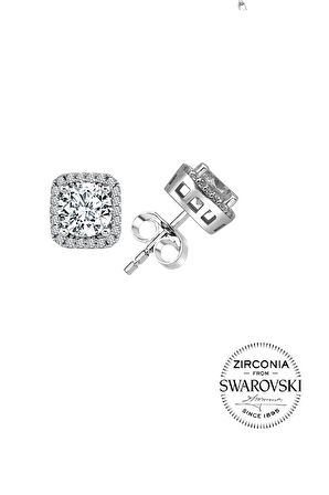 Gümüş Swarovski taşlı pırlanta modeli kare üçlü set