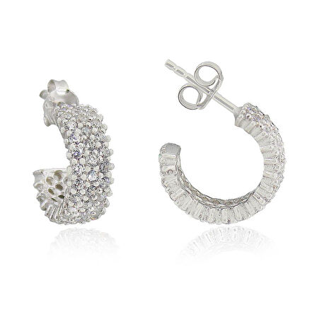 üç sıra tamtur rodyumlu küpe SGTL3422