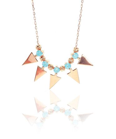 Gümüş üçgen ve dorica toplu kolye