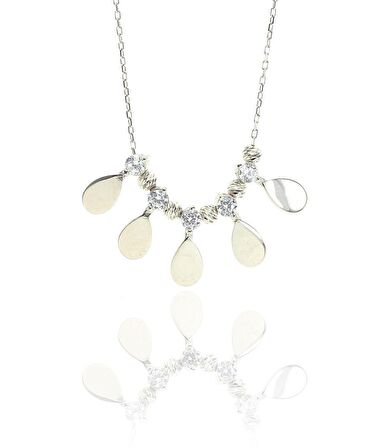 Gümüş damla ve dorica toplu kolye