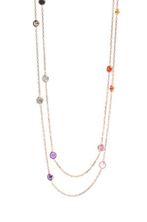 Gümüş rose renkli sıra taşlı kolye