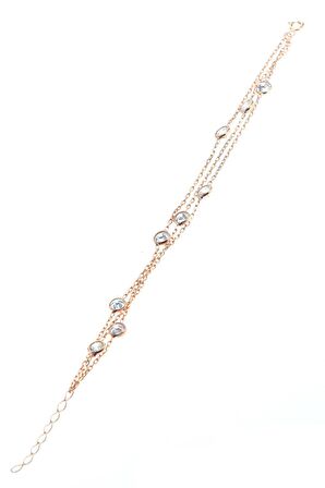 Gümüş rose sıra taşlı bileklik