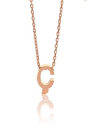 Gümüş üç boyutlu Ç harfi kolye