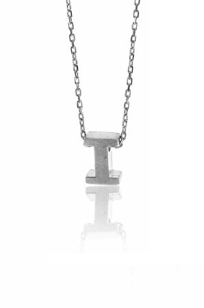 Gümüş üç boyutlu I harfi kolye