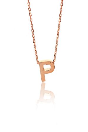 Gümüş üç boyutlu P harfi kolye