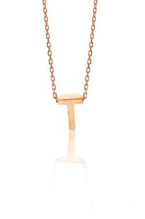 Gümüş üç boyutlu T harfİ kolye