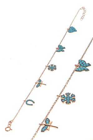 Gümüş turkuaz taşlı şans bilekliği