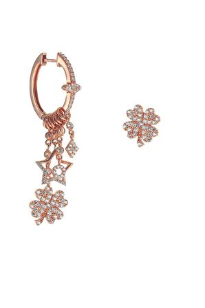 Gümüş yonca modeli şans küpe