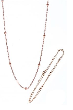 Gümüş 45 cm rose top top zincir