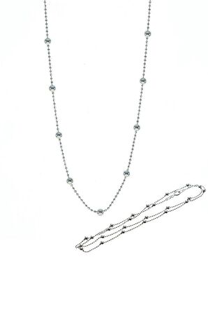 Gümüş 45 cm rodyumlu hepsi top top zincir