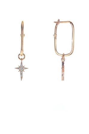 Gümüş kutup yıldızı zirkon taşlı göçmen küpe