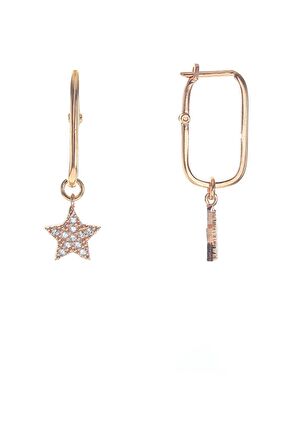 Gümüş yıldız zirkon taşlı göçmen küpe