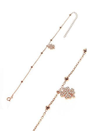 Gümüş yonca ve toplu zincir bileklik