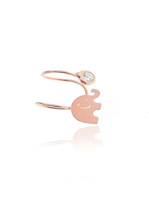 Gümüş rose fil zirkon taşlı kıkırdak küpe