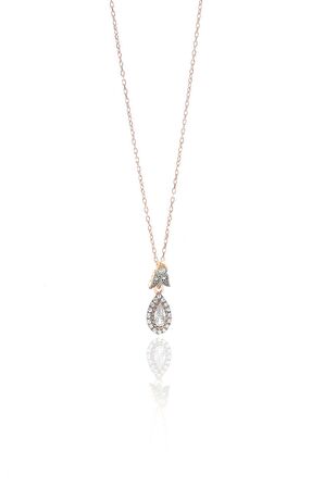 Gümüş rose zirkon taşlı elmas montürlü damla set