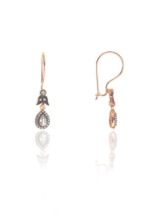 Gümüş rose zirkon taşlı elmas montürlü damla set