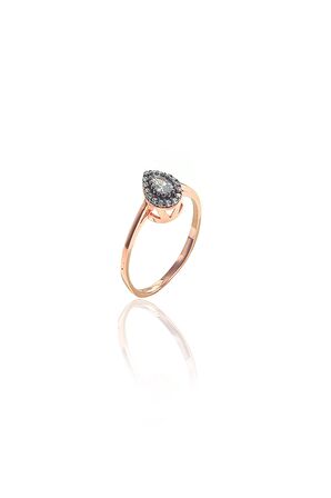 Gümüş rose zirkon taşlı elmas montürlü damla set