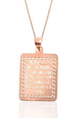 Gümüş Ayetel kürsü yazılı plaka kolye