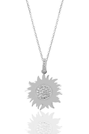 Gümüş zirkon taşlı güneş kolye