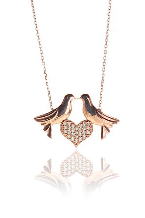 Gümüş aşık kuşlar kolyesi