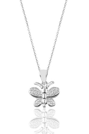 Gümüş kelebek modeli kolye