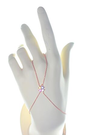 gümüş rose renkli taşlı yonca modeli şahmeran