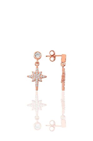 Gümüş zirkon taşlı kutup yıldızı modeli küpe 