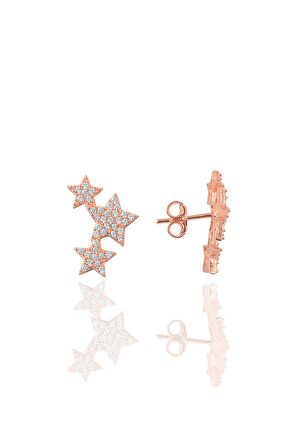 Gümüş zirkon taşlı yıldızlar küpesi