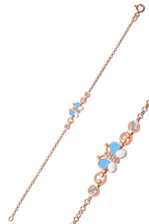 Gümüş mineli zirkon taşlı kelebek modeli bileklik