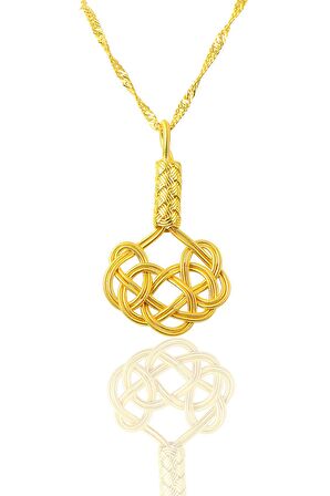 Gümüş altın yaldızlı kazaziye kolye ve singapur zincir