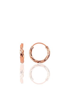 Gümüş rose 14 mm mini burgu halka küpe